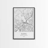 Austin Street Map, Texas Map, City Map Art, Office Wall Art, Travel Décor, Minimalist Art, Wall Art, Canvas Print, Canvas Wall Art