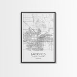 Bakersfield Street Map, California Map, City Wall Art, Home Wall Décor, Wife Gift, Minimalist Art, Wall Art, Canvas Print, Canvas Wall Art