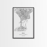 Bali Street Map, Indonesia Map, Asian City Wall Art, Travel Gift, Living Room Art, Minimalist Art, Wall Art, Canvas Print, Canvas Wall Art