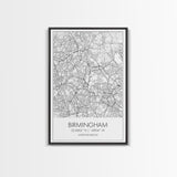 Birmingham Street Map, United Kingdom Map, City Map Art, Modern Art, Wall Art, Canvas Print, Canvas Wall Art, Aviation Gift, Classroom Decor