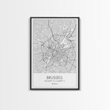 Brussels Street Map, Belgium Map, City Map Art, Modern Art, Wall Art, Canvas Print, Canvas Wall Art, Birthday Gift, Living Room Décor