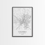 Columbus Street Map, Georgia Map, City Map Art, Minimalist Art, Wall Art, Canvas Print, Canvas Wall Art, City Wall Art, Travel Wall Print