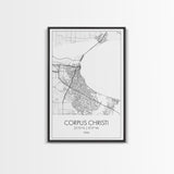 Corpus Christi Street Map, Texas Map, City Map Art, Minimalist Art, Wall Art, Canvas Print, Travel Wall Décor, Gift For Dad, Office Décor