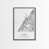 Dubai Street Map, UAE Map, City Map Art, Minimalist Art, Wall Art, Canvas Print, Aviation Gift, Travel Art, Office Décor, Unique Wall Art