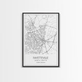 Fayetteville Street Map, North Carolina Map, City Map Art, Minimalist Art, Wall Art, Canvas Print, Travel Wall Print, Wanderlust Gift