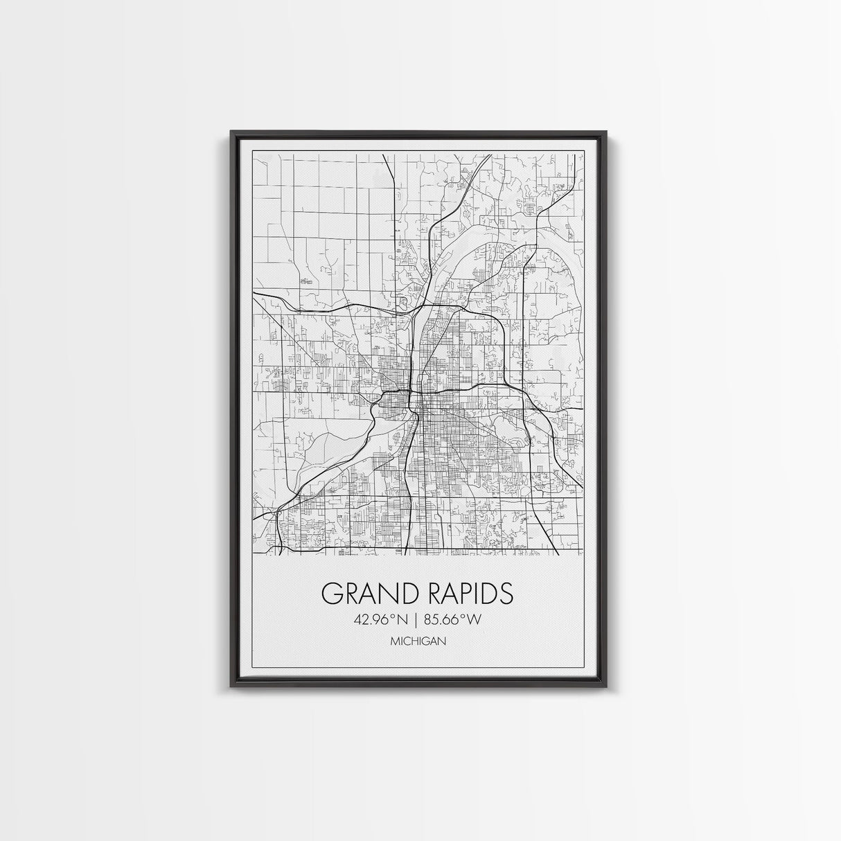 Grand Rapids Street Map, Michigan Map, City Map Art, Minimalist Art, Wall Art, Canvas Print, Black And White, Travel Art, Office Wall Art