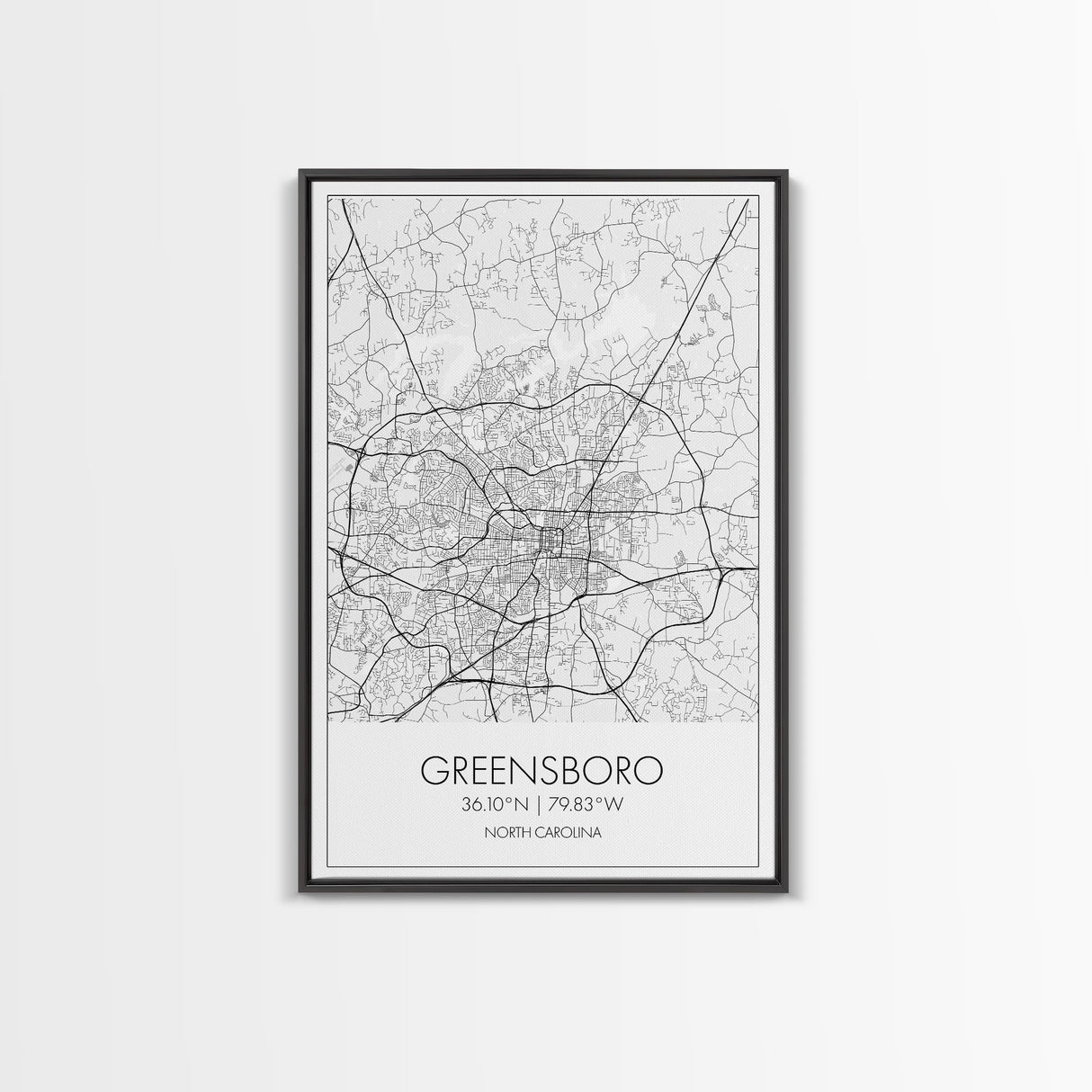 Greensboro Street Map, North Carolina Map, City Map Art, Minimalist Art, Wall Art, Canvas Print, Travel Wall Art, Gift For Travelers