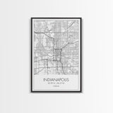 Indianapolis Street Map, Indiana Map, City Map Art, Minimalist Art, Wall Art, Canvas Print, Travel Wall Art, Gifts For Him, Living Room Art