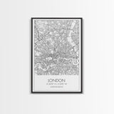 London Street Map, United Kingdom Map, City Map Art, Modern Wall Art, Wall Art, Canvas Print, Travel Art, Home Wall Décor, Bon Voyage Gift
