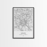 Milan Street Map, Italy Map, City Map Art, Modern Art, Wall Art, Canvas Print, Travel Print, Living Room Wall Art, Gift For Traveler