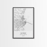 Mobile Street Map, Alabama Map, City Map Art, Modern Art, Wall Art, Canvas Print, Farmhouse Bedroom Art, Mother In Law Gift, Travel Art