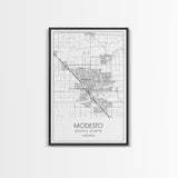 Modesto Street Map, California Map, City Map Art, Modern Art, Wall Art, Canvas Print, Home Décor Wall Art, Friendship Gift, Travel Wall Art