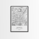Munich Street Map, Germany Map, Europe City Map Art, Modern Art, Wall Art, Canvas Print, Dorm Wall Décor, Holiday Gift, Travel Wall Print