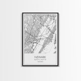Newark Street Map, New Jersey Map, City Map Art, Modern Art, Wall Art, Canvas Print, Living Room Art, Best Friends Gift, Travel Art