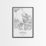 Norfolk Street Map, Virginia Map, City Map Art, Modern Art, Wall Art, Canvas Print, Bedroom Décor, College Student Gift, Travel Print