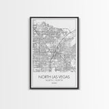North Las Vegas Street Map, Nevada Map, City Map Art, Modern Art, Wall Art, Canvas Print, Wall Décor Bedroom, Honeymoon Gift,  Travel Art