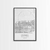 Ontario Street Map, California Map, City Map Art, Modern Art, Wall Art, Canvas Print, Bedroom Prints, Birthday Gift, Travel Wall Décor
