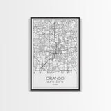 Orlando Street Map, Florida Map, City Map Art, Modern Art, Wall Art, Canvas Print, Master Bedroom Décor, Aviation Gifts, Travel Wall Art