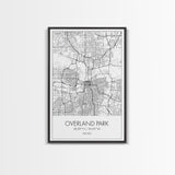 Overland Park Street Map, Kansas Map, City Map Art, Modern Art, Wall Art, Canvas Print, Gift For Her, Bedroom Wall Art, Travel Wall Décor