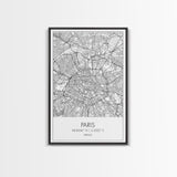 Paris Street Map, France Map, Europe City Map Art, Minimalist Art, Wall Art, Canvas Print, Bedroom Art, Gift For Traveler, Travel Wall Print