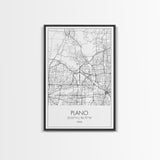 Plano Street Map, Texas Map, City Map Art, Minimalist Art, Wall Art, Canvas Print, Wall Art Prints, Travelling Gift, Living Room Décor