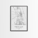 Port St Lucie Street Map, Florida Map, City Map Art, Minimalist Art, Wall Art, Canvas Print, Friend Gift, Black And White Art, Travel Décor