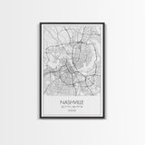 Nashville Street Map, Tennessee Map, City Map Art, Modern Art, Wall Art, Canvas Print, Music Studio Art, Gift For Music Lover, Travel Art