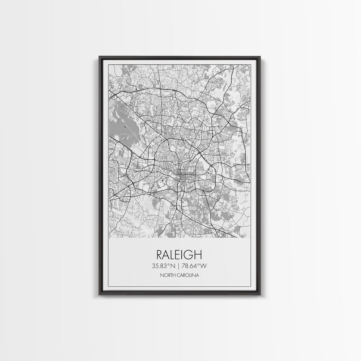 Raleigh Street Map, North Carolina Map, City Map Art, Minimalist Art, Wall Art, Canvas Print, Travel Lover Gift, Bedroom Wall Art
