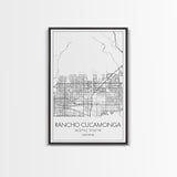 Rancho Cucamonga Street Map, California Map, City Map Art, Minimalist Art, Wall Art, Canvas Print, Office Wall Art, Bon Voyage Gift