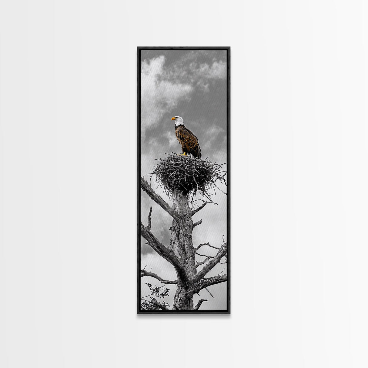 Majestic Eagle Wall Art Framed Canvas Print | Rustic Decor | Wildlife Nature Painting | Above Couch Art | Moody Art | Gift Idea