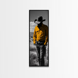 Mysterious Cowboy Silhouette Framed Canvas Print | Rustic Western Wall Art | Moody Art | Farmhouse Decor | Southwest Art | Gift Idea