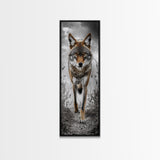 Intense Coyote Stare Framed Canvas Print | Wildlife Wall Art | Rustic Decor | Moody Art | Southwest Wall Art | Above Sofa Art | Gift Idea