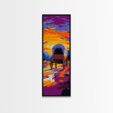 Sunset Wagon Landscape Framed Canvas Print, Rustic Wall Art, Moody Art, Southwest Wall Art, Above Couch Art, Tall Narrow Art