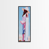 Western Cowgirl Painting Canvas Print, Black Cowgirl Painting, Coastal Cowgirl Wall Art, Tall Narrow Art, Light Pink Wall Art, Moody Art, Minimalist Art, Rustic Art, Vertical Wall Art, Farmhouse Art, Pink Orange Wall Art, Gift Idea