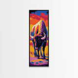Pop Art Bison Canvas Print Southwest Wall Art Bright Wall Art Tall Narrow Art Colorful Art Above Couch Art