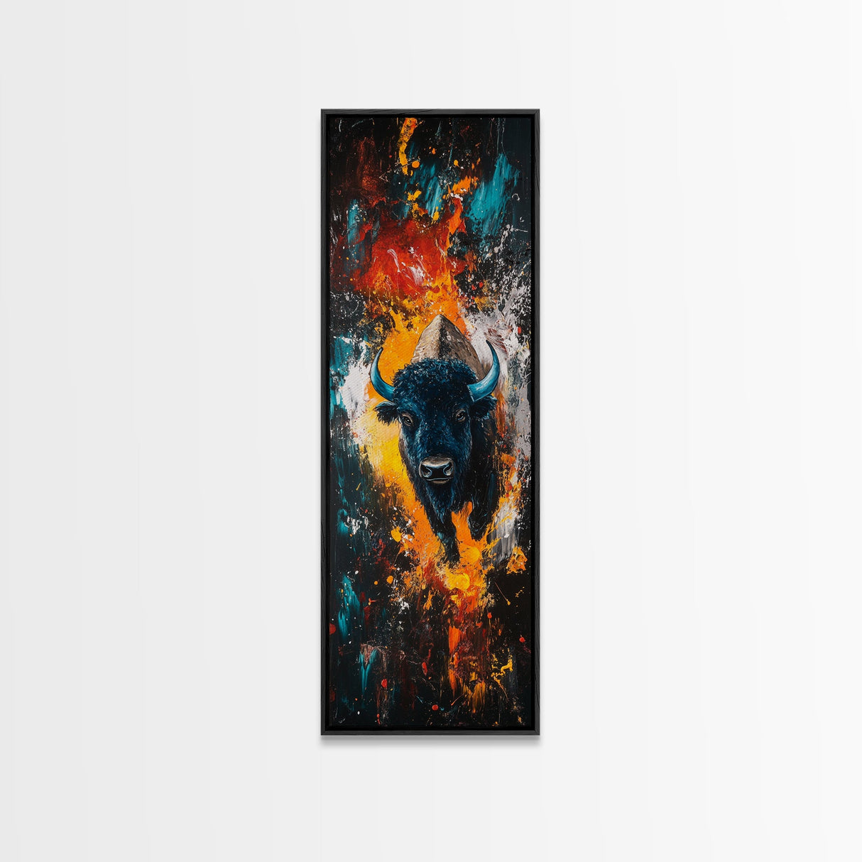 Abstract Bison Canvas Print Southwest Wall Art Rustic Decor Tall Narrow Art Living Room Art Vertical Wall Art Gift Idea Him