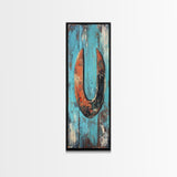 Rustic Horseshoe Art Framed Canvas Print Wabi Sabi Wall Art Farmhouse Decor Western Art Rustic Wall Art Above Sofa Art