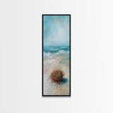 Serene Beach Nest Framed Canvas Print coastal landscape art wabi sabi wall art minimalist art nautical decor ocean painting seascape