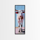 Realistic Longhorn Portrait Framed Canvas Print black cowgirl painting rustic wall art farmhouse decor western art bull and bear art