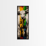 Colorful Bull Art Framed Canvas Print bull and bear art rustic decor farmhouse art southwest wall art geometric wall art extra wide art