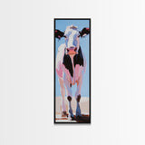 Black and White Cow Portrait Framed Canvas Print farmhouse art, rustic decor, barn landscape oil painting, living room art, boho art
