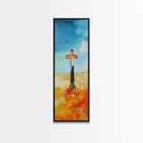 Abstract Cross Painting Framed Canvas Print rustic wall art, fruit of the spirit wall art, moody art, spiritual painting, Christian art