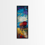Impressionist Wagon on Blue Canvas Print rustic wall art, farmhouse art, barn landscape oil painting, vintage art, moody art, gift idea him