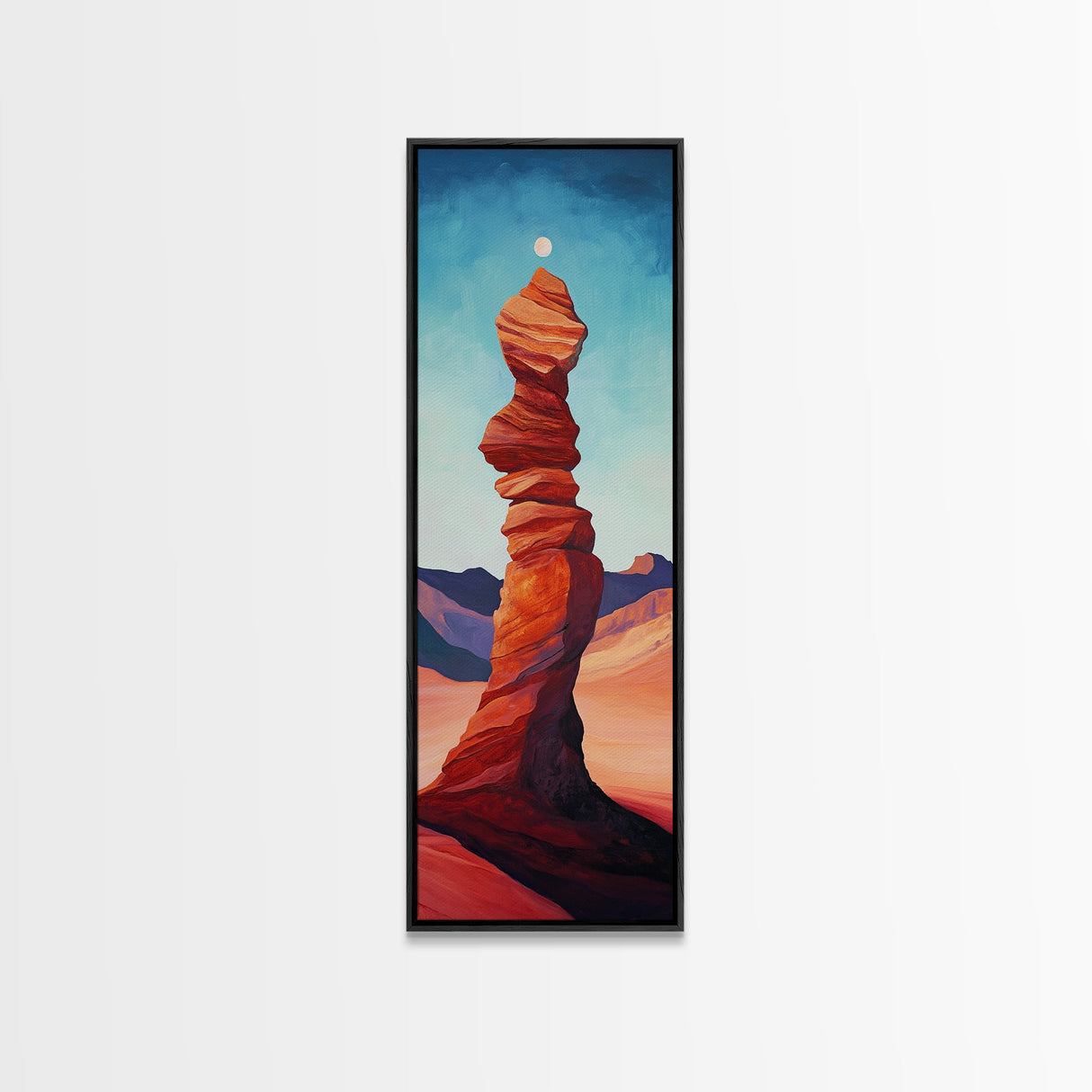 Red Rock Balance Framed Canvas Print, Southwest Wall Art, Joshua Tree Art, Tall Narrow Art, Boho Art, Geometric Wall Art