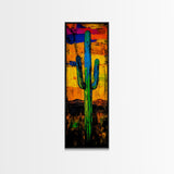 Vibrant Cactus Sunset Canvas Print, Southwest Wall Art, Desert Art, Bright Colorful Wall Art, Moody Art, Joshua Tree Art, Gift Idea, Vertical Wall Art