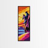 Western Cowboy Art Canvas Print, Pink Orange Wall Art, Southwest Wall Art, Chicano Art, Moody Art, Rustic Decor, Boho Art, Above Couch Art