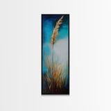 Golden Wheat Field Canvas Print Rustic Wall Art Vertical Landscape Painting Wabi Sabi Art Minimalist Art Tall Narrow Art