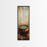 Rustic Water Fountain Zen Wall Art Framed Canvas Print Wabi Sabi Art Minimalist Art Above Bed Wall Art Farmhouse Art