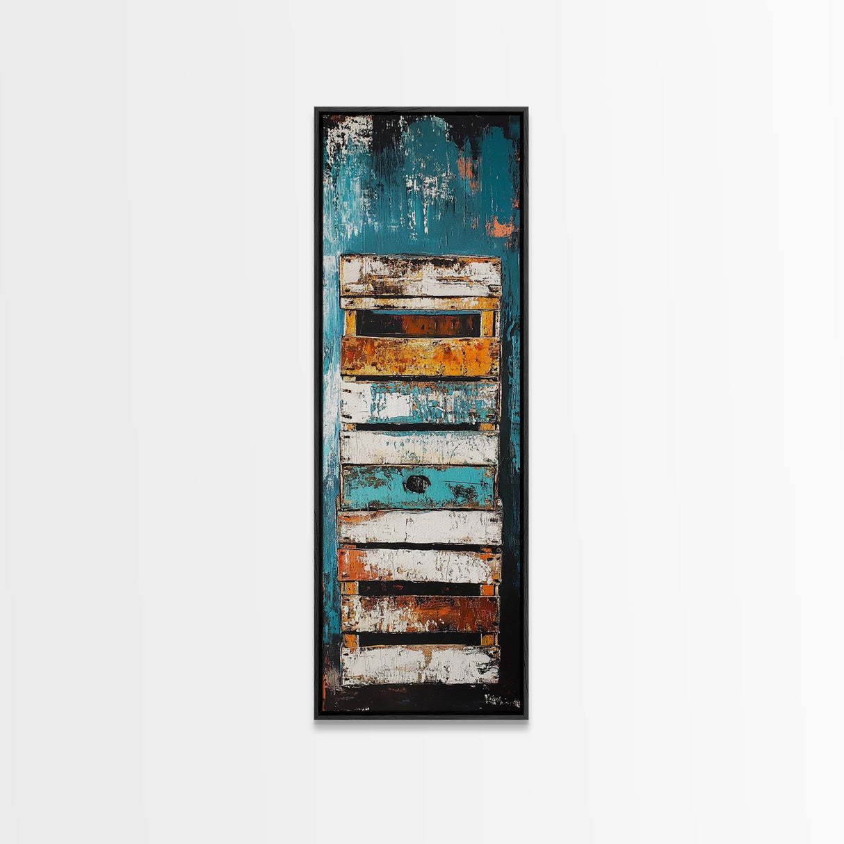 Weathered Wooden Door Rustic Decor Framed Canvas Print Wabi Sabi Art Farmhouse Art Long Narrow Wall Art Above Couch Art