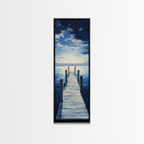 Dockside Tranquility Coastal Wall Art Framed Canvas Print Nautical Painting Blue and Green Wall Art Above Sofa Art Lake Tahoe Art